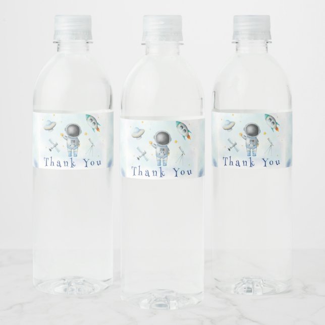 Space baby Astronaut Boy-raketstjärnor Baby Shower Vattenflaska Etikett (Flaskor)