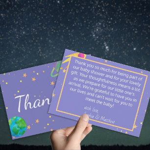 Space Baby Shower, Cosmic Cutie, Gender Neutral Tack Kort