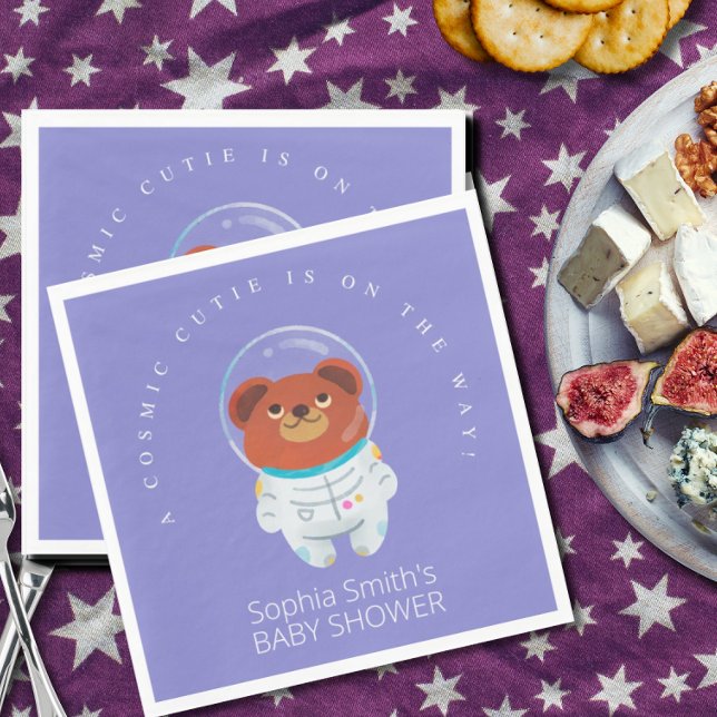 Space Baby Shower, Nalle, Cosmic Cutie Pappersservett (Skapare uppladdad)