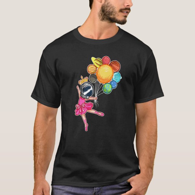 Space Ballerina Astronaut  Ballet Dancer Planets T Shirt (Framsida)