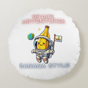 Space Banana Astronaut Äventyr Rund Kudde