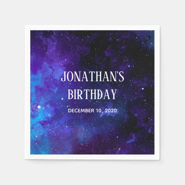 Space barns födelsedag. Planetarium party. Galaxy Pappersservett (Framsidan)