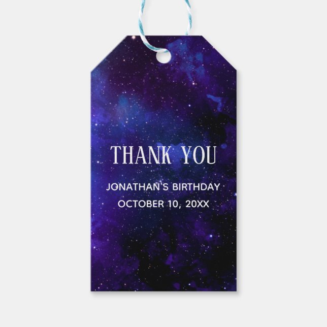 Space barns födelsedag tackar er. Planetarium part Presentetikett (Framsidan)