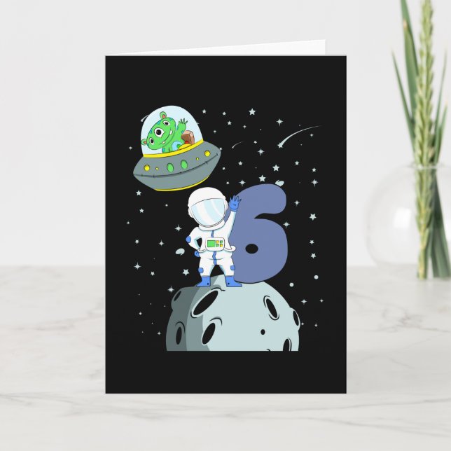 SPACE BIRTHDAY 6 6e Birthday Boy Astronaut Kort (Framsida)