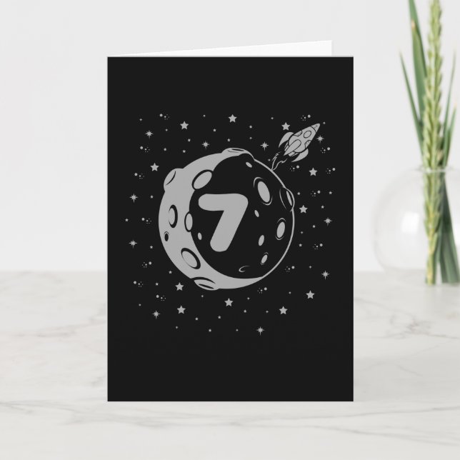 SPACE BIRTHDAY 7 7:e Birthday Boy 7 År Kort (Framsida)