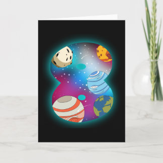 SPACE BIRTHDAY 8 Årets 8:e födelsedag 8 år gammal Kort