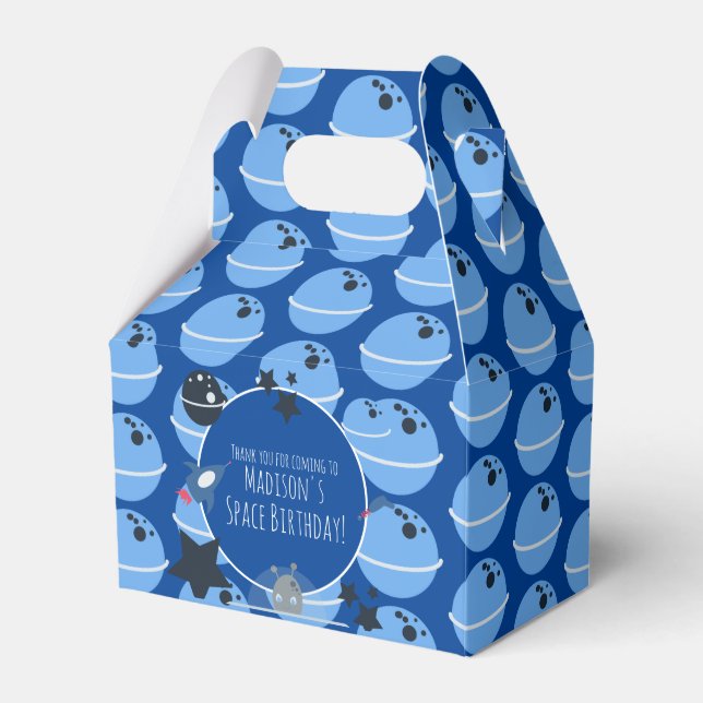 Space Birthday Alien Thmet Presentaskar (Framsidan Sidan)