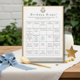 Space  Birthday Find Guest Bingo game card Julkort