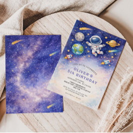 Space Birthday Galaxy Boy Invitation Inbjudningar
