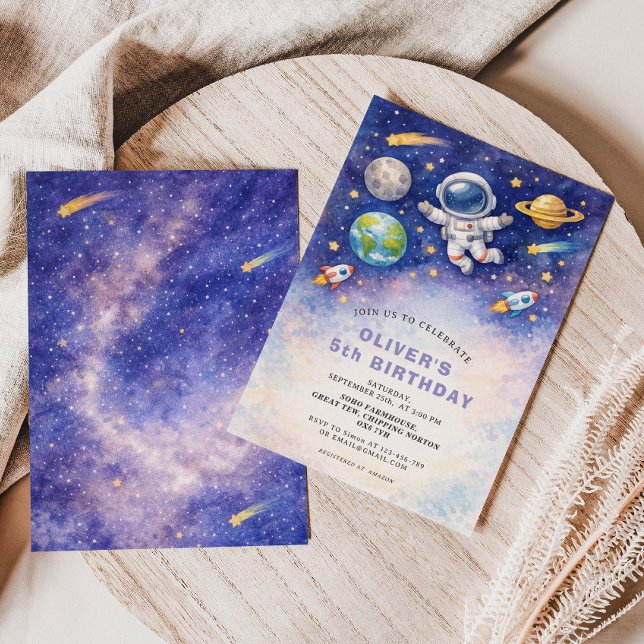 Space Birthday Galaxy Boy Invitation Inbjudningar (Skapare uppladdad)