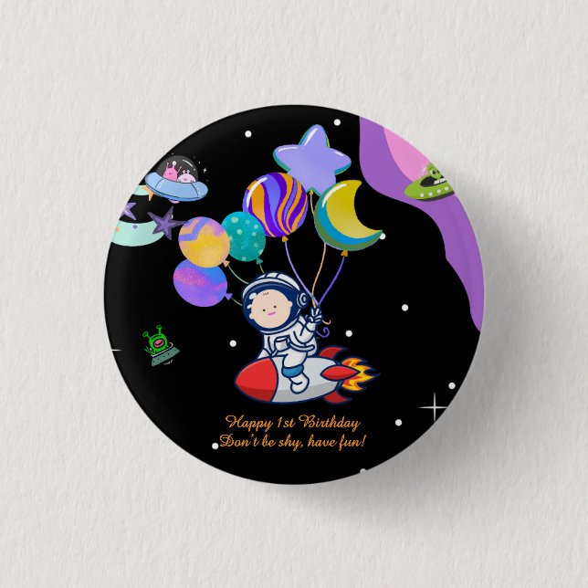 Space Birthday Party | Galaxy Theme Decor Knapp (Framsida)