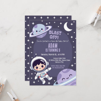 Space Birthday Party Invitation | Galaxy Astronaut Inbjudningar
