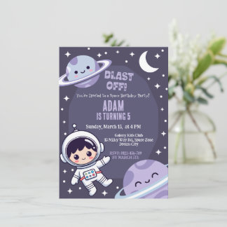 Space Birthday Party Invitation | Galaxy Astronaut Inbjudningar