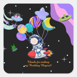 Space Birthday Party Theme | Galaxy Theme Decor Fyrkantigt Klistermärke