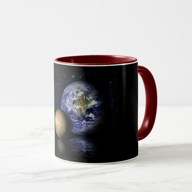 Space Black Blue Mars Earth Photo Collage Mugg (Framsida höger)