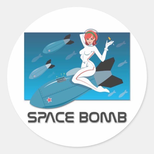 Space Bomb Runt Klistermärke (Framsida)