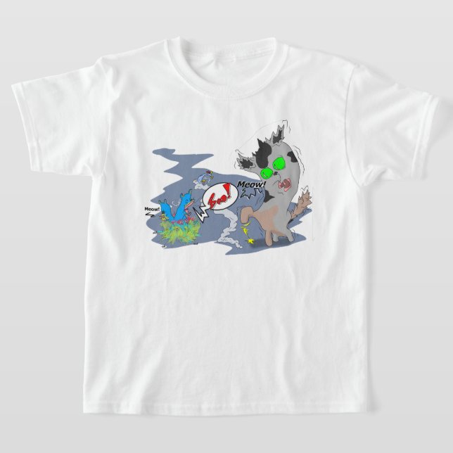 Space Boo Cat T Shirt (Laydown)