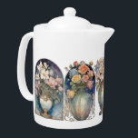 Space Bouquets Tea Pot<br><div class="desc">Ornate vas av ro och magnolias sitter med stjärnorna. Ha en drömmande kopp av te. :</div>