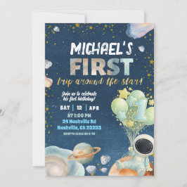 Space Boy 1ST Trip around the sun Birthday Invitat Inbjudningar