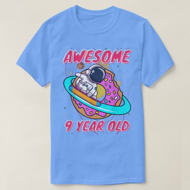 Space Boy Astronaut Fantastisk vid 9 års ålder Bir T Shirt (Design framsida)
