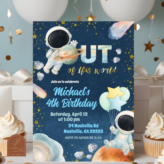 Space Boy Birthday Invitation Inbjudningar (Skapare uppladdad)