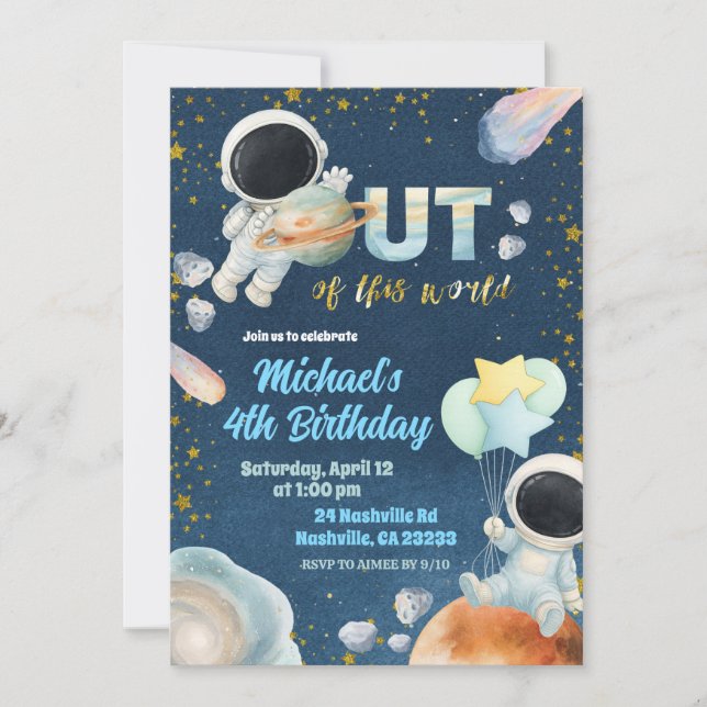 Space Boy Birthday Invitation Inbjudningar (Framsida)