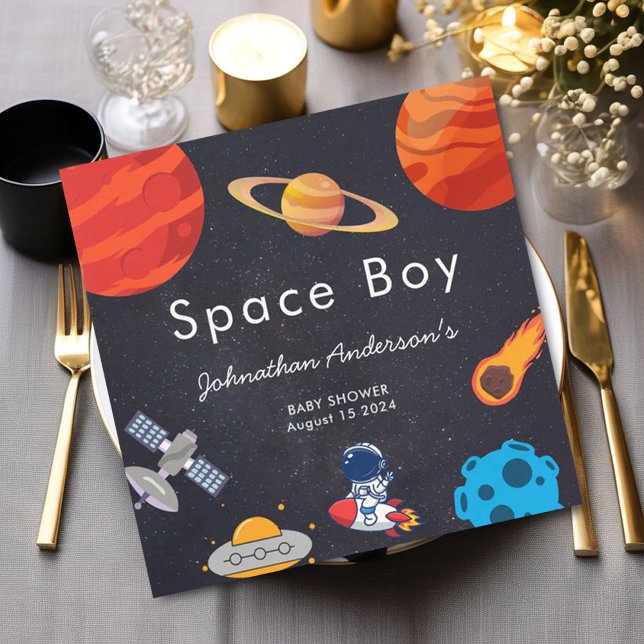 Space Boy Planets Cute Astronaut Baby Shower Pappersservett (Skapare uppladdad)