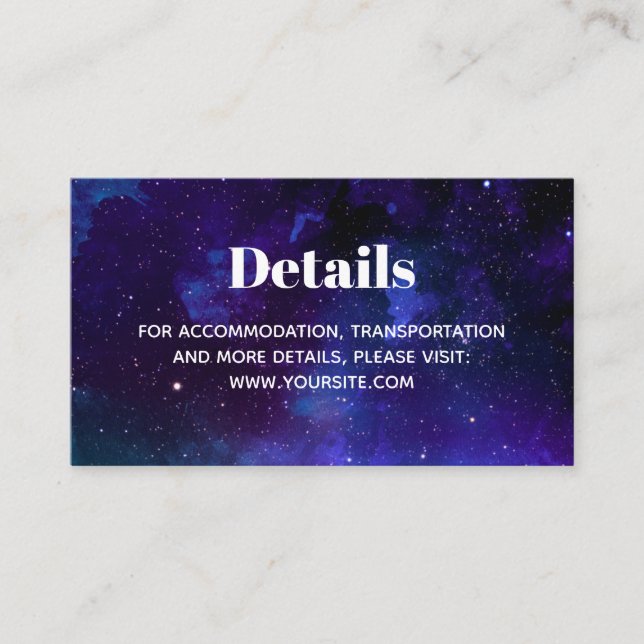 Space bröllop. Nattstjärnor. Information om modern Tilläggskort (Framsida)