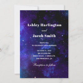 Space bröllop. Nattstjärnor. Modern marin galaxi Inbjudningar