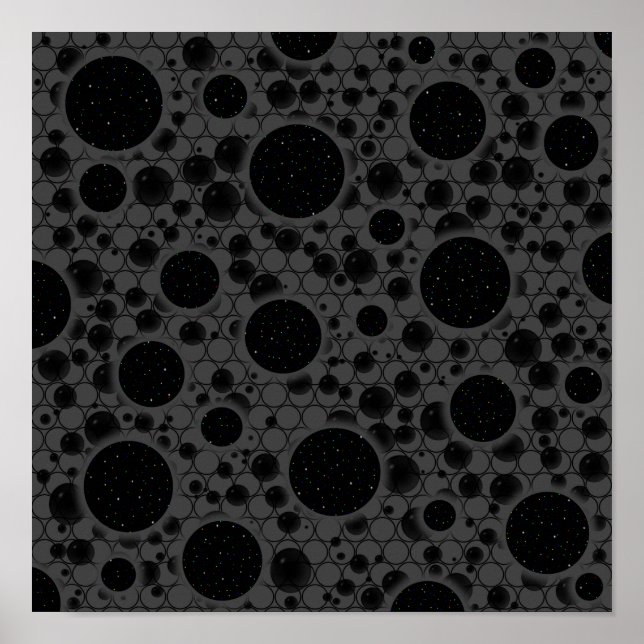 Space Bubble Fläckar - Svart Poster (Framsidan)