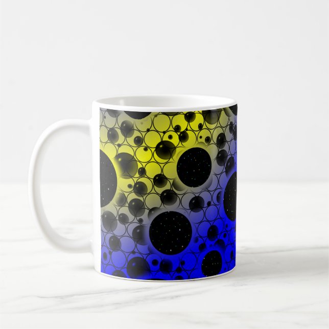 Space Bubble Spots - Blå/Gul Kaffemugg (Vänster)
