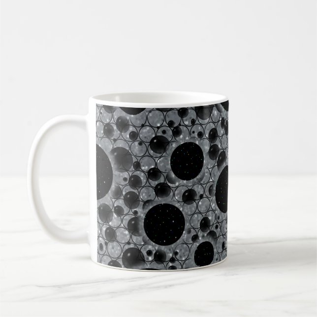 Space Bubble Spots - Glitter Silver Kaffemugg (Vänster)