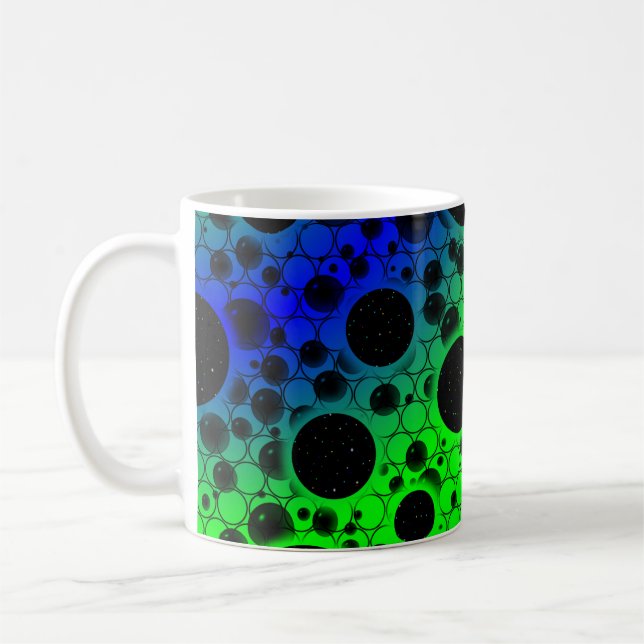 Space Bubble Spots - Grön/Blå Kaffemugg (Vänster)