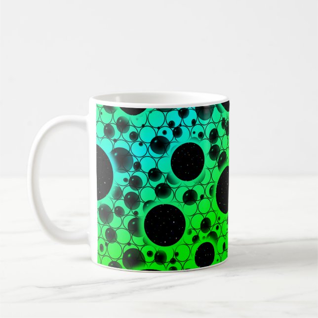 Space Bubble Spots - Grön/Cyan Kaffemugg (Vänster)