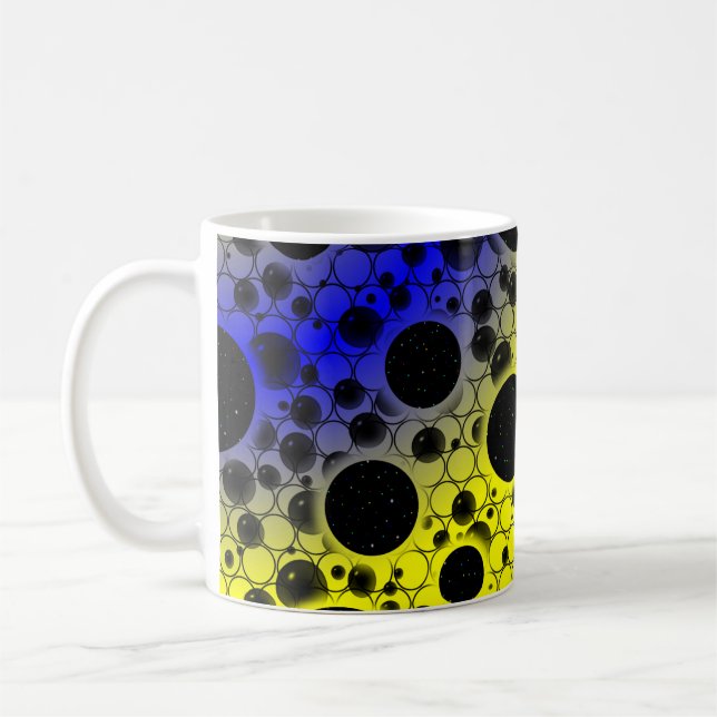Space Bubble Spots - Gul/Blå Kaffemugg (Vänster)