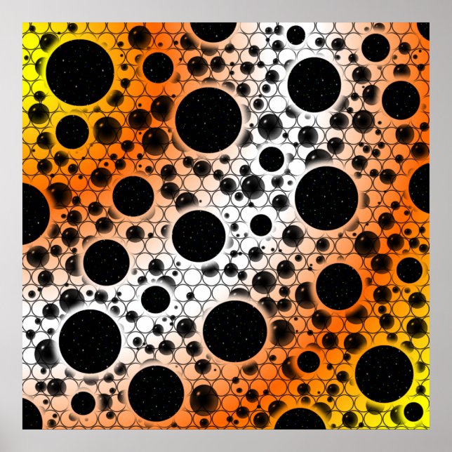 Space Bubble Spots - Gul/Orange/Vit Poster (Framsidan)