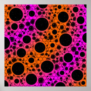 Space Bubble Spots - Orange/Rosa Poster