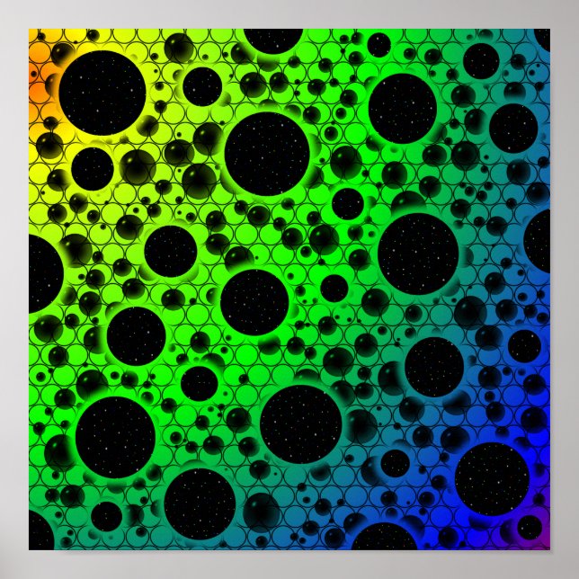 Space Bubble Spots - Rainbow OYGBP Poster (Framsidan)