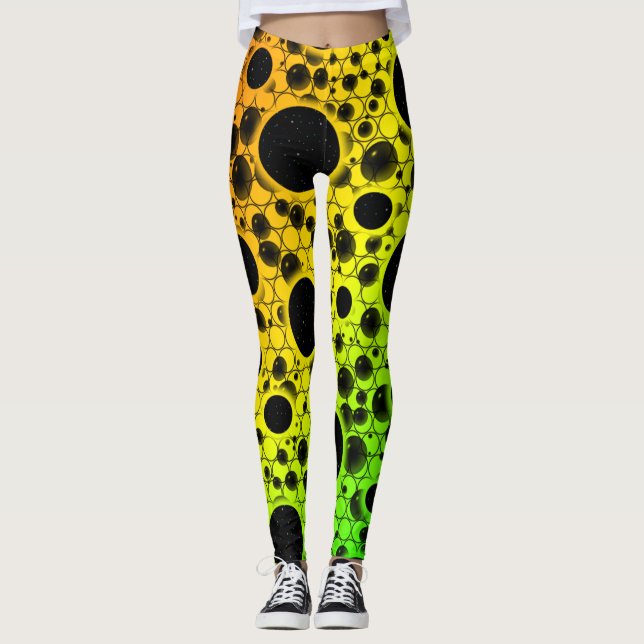 Space Bubble Spots - Rainbow ROYGB Leggings (Framsida)