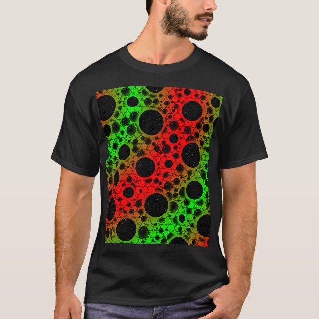 Space Bubble Spots - Röd/Grön T Shirt (Framsida)