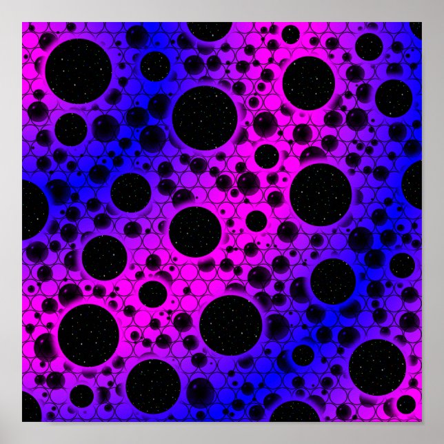 Space Bubble Spots - Rosa/Blå Poster (Framsidan)