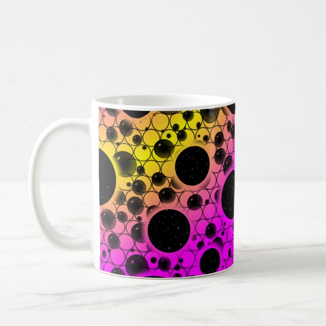 Space Bubble Spots - Rosa/Gul Kaffemugg (Vänster)