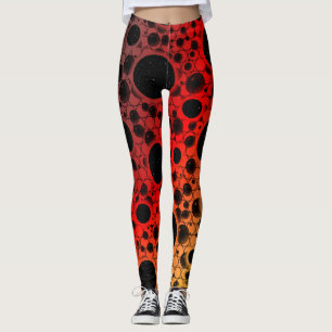 Space Bubble Spots - Svart/Röd/Guld Leggings
