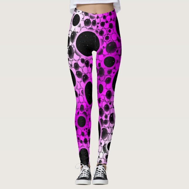Space Bubble Spots - Vit/Rosa Leggings (Framsida)