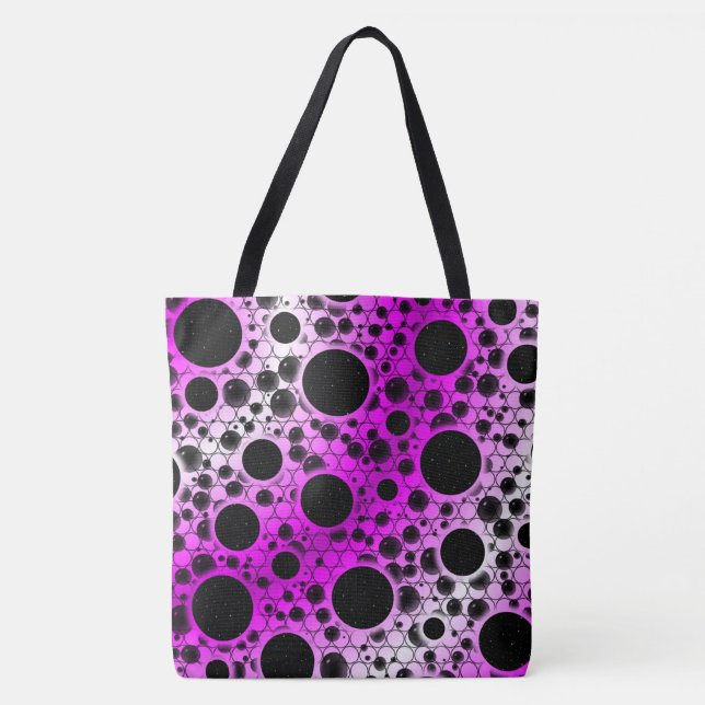 Space Bubble Spots - Vit/Rosa Tygkasse (Framsida)