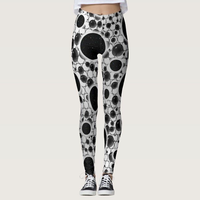 Space Bubble Spots - Vit/Silver Leggings (Framsida)