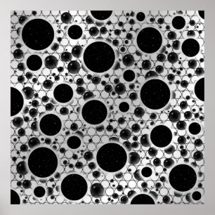 Space Bubble Spots - Vit/Silver Poster