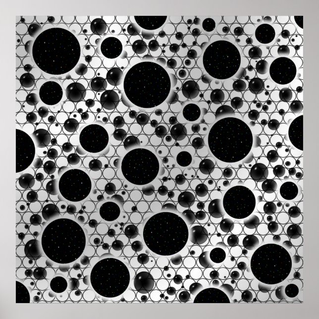 Space Bubble Spots - Vit/Silver Poster (Framsidan)