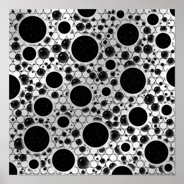 Space Bubble Spots - Vit/Silver Poster (Framsidan)