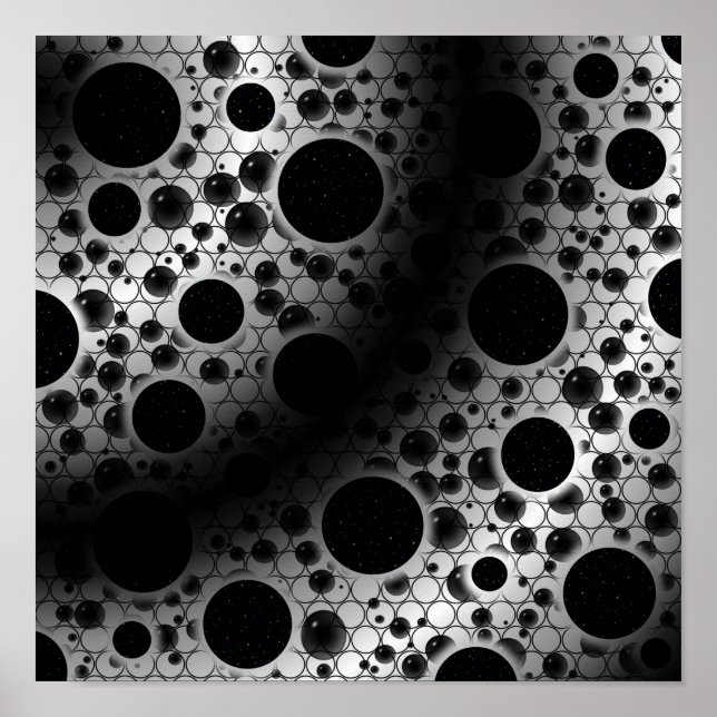Space Bubble Spots - Vit/Svart Poster (Framsidan)